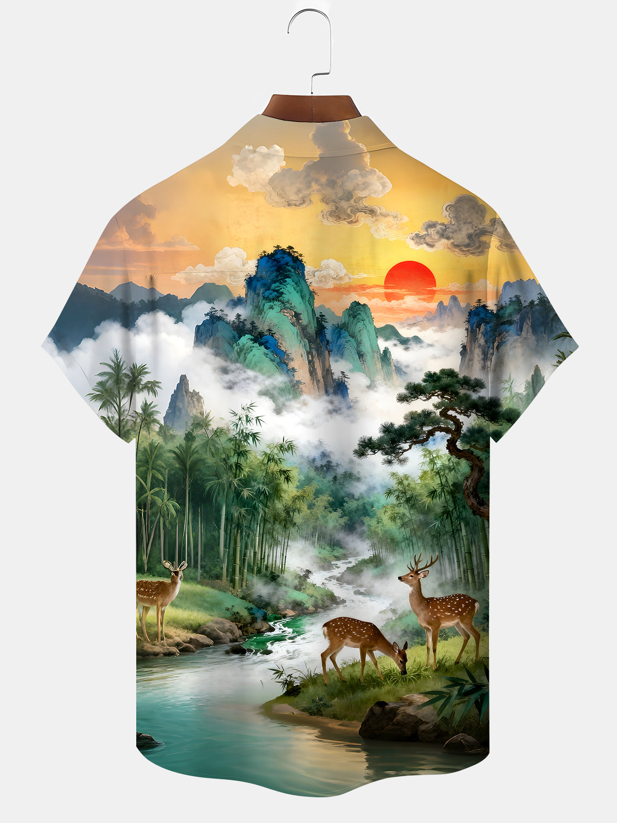 Forest Deer Men's Pocket Short Sleeve Shirts