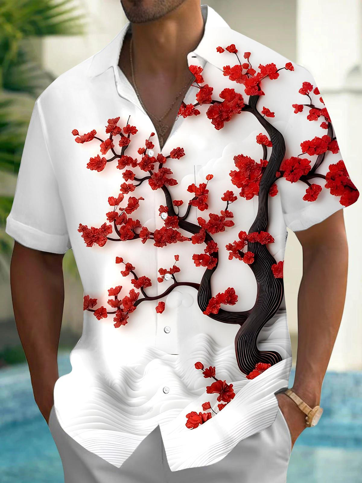 Floral Men's Pocket Short Sleeve Shirts