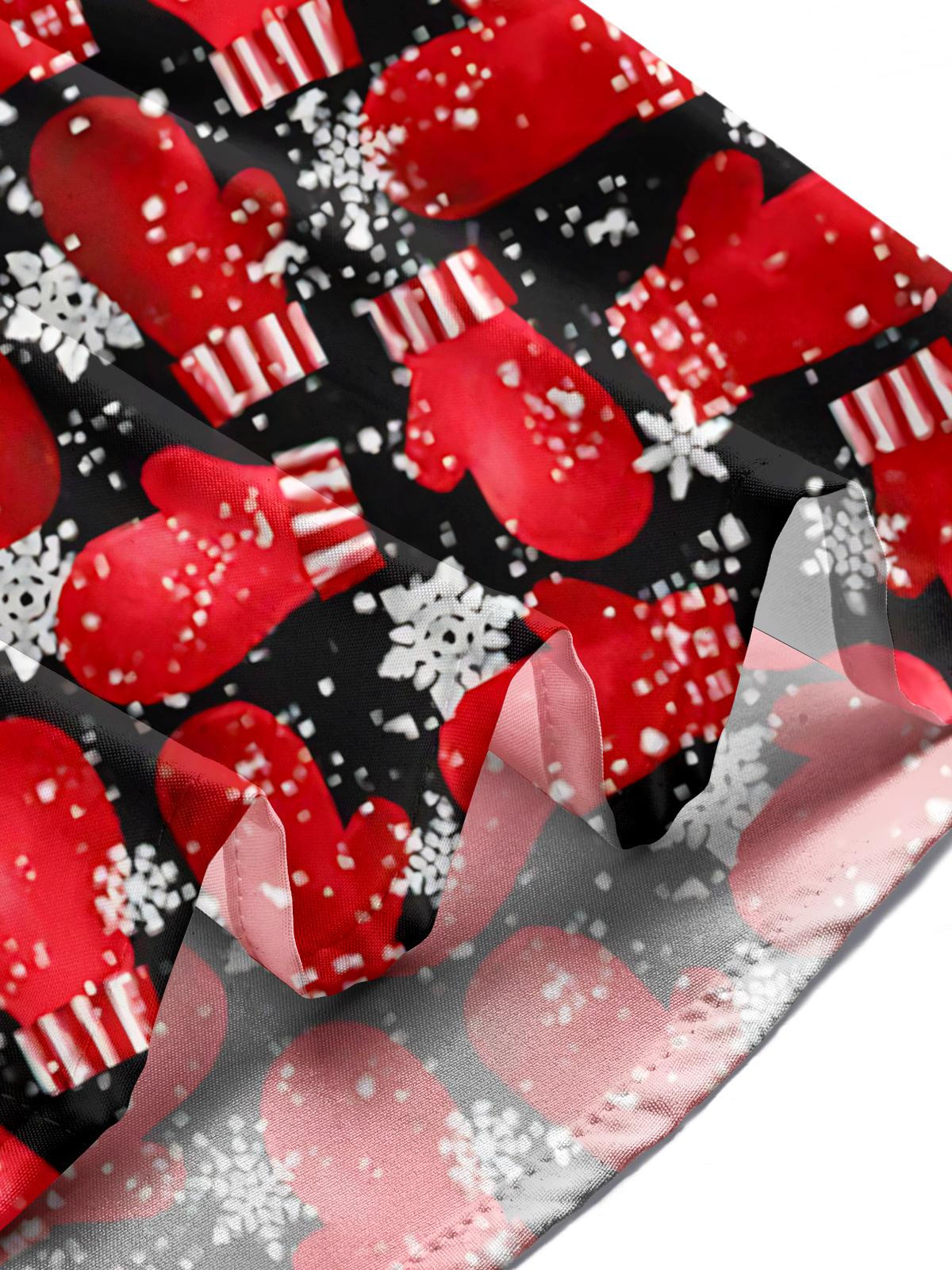 Christmas Red Glove Print Men's Pocket Short Sleeve Shirts