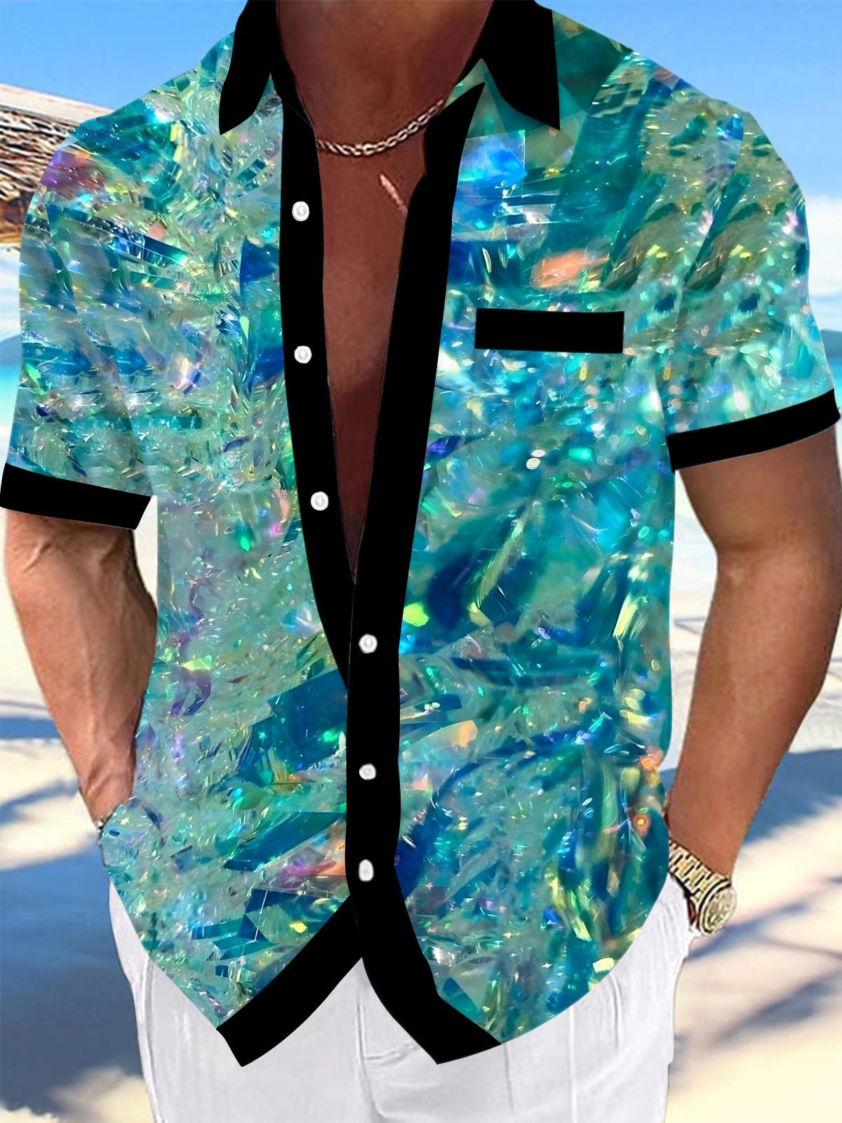 Abstract Men's Pocket Short Sleeve Shirts