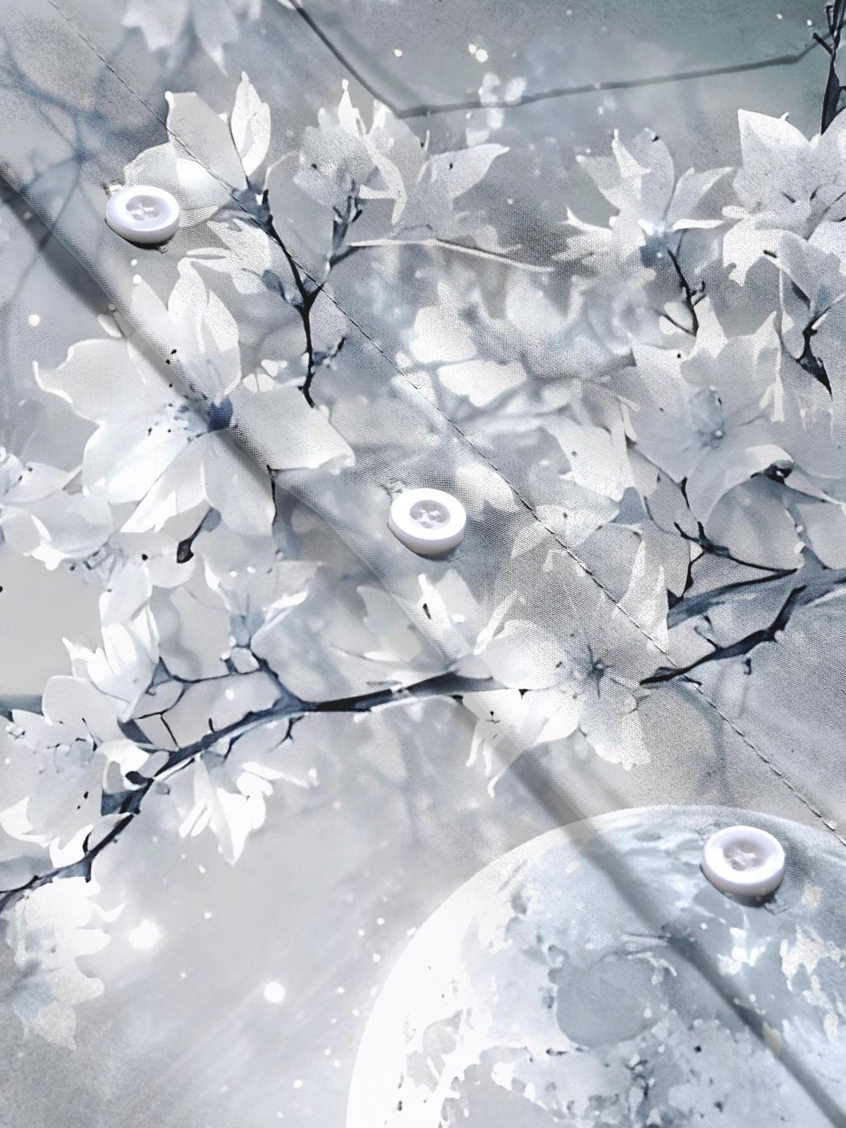 Floral Moon Men's Pocket Short Sleeve Shirts