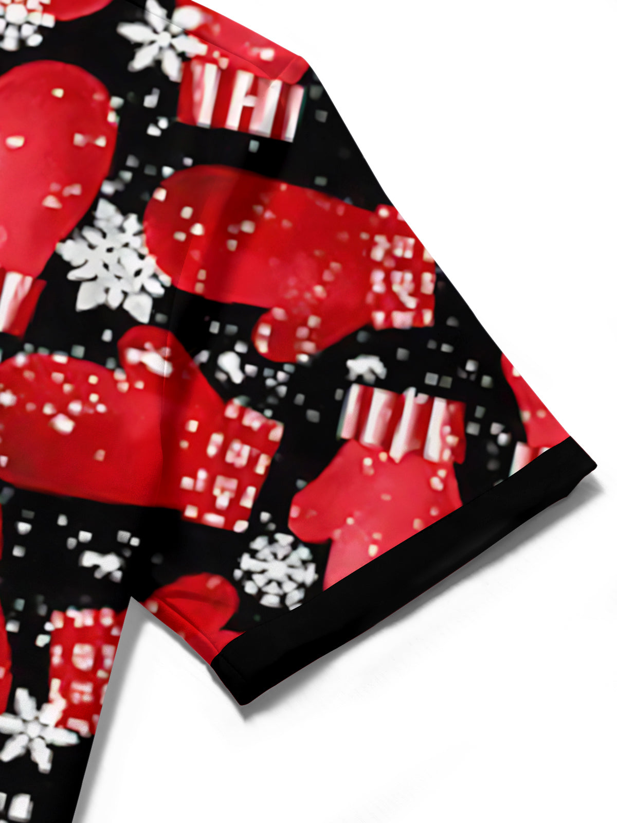 Christmas Red Glove Print Men's Pocket Short Sleeve Shirts