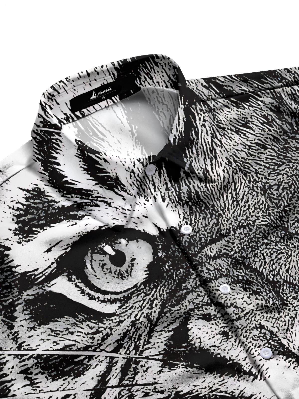 Tiger Print Men's Pocket Short Sleeve Shirts