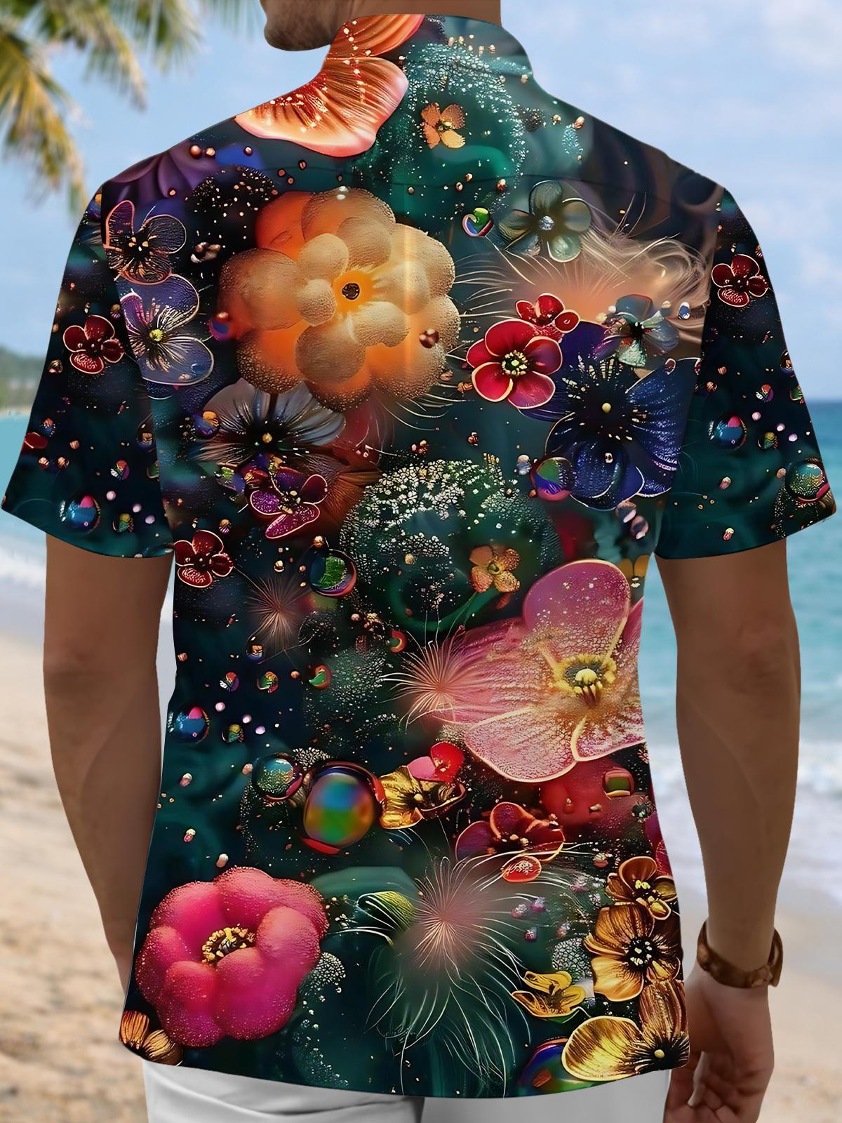 Floral Print Men's Pocket Short Sleeve Shirts