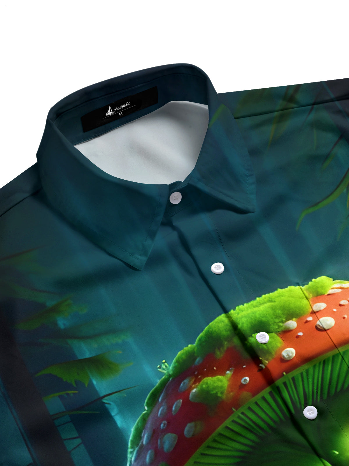 Mushroom Print Men's Pocket Short Sleeve Shirts