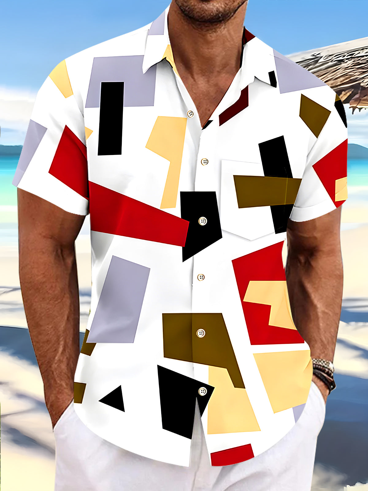 Geometry Men's Pocket Short Sleeve Shirts