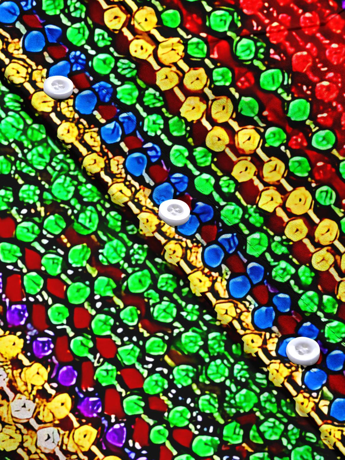 Mardi Gras Prayer Beads Print Men's Pocket Short Sleeve Shirts