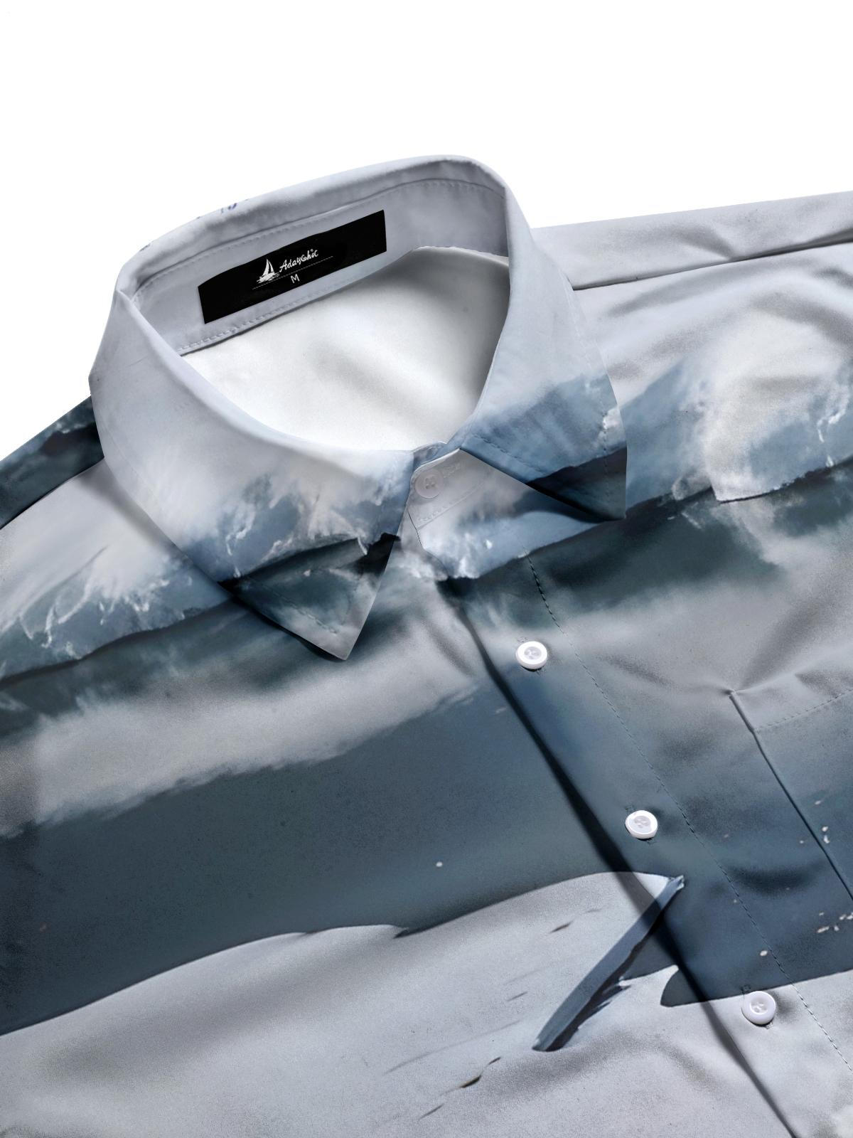 Swan Print Men's Pocket Short Sleeve Shirts