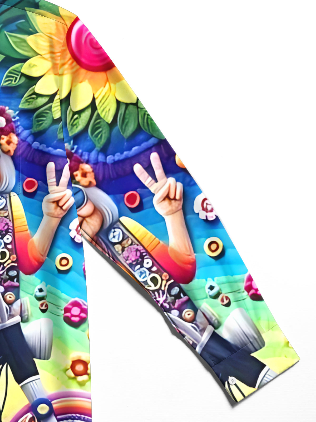 Hippie Art Print Men's Pocket Long Sleeve Shirts