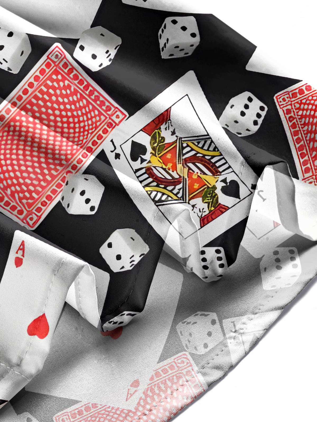 Poker Dice Print Men's Pocket Short Sleeve Shirts