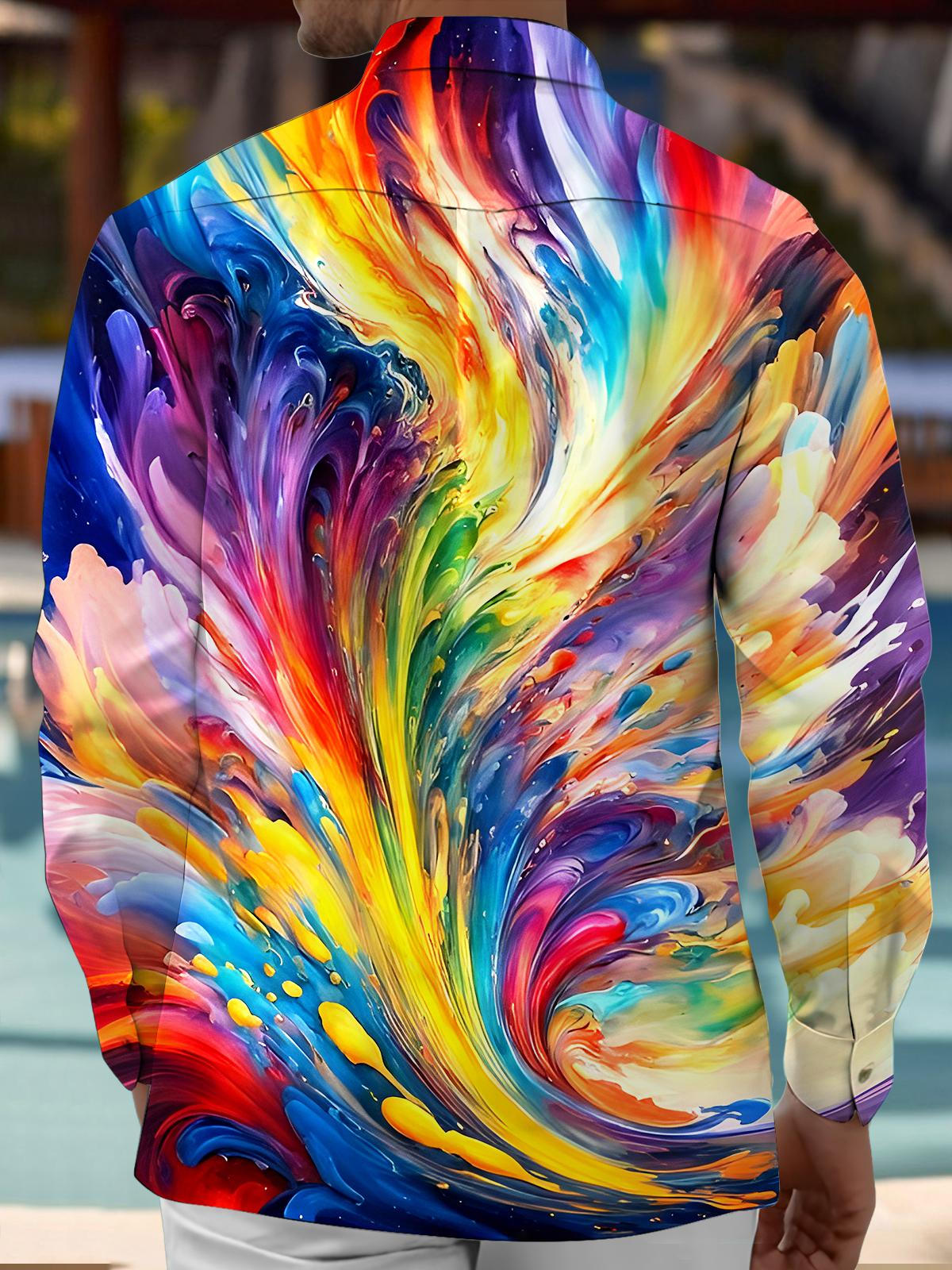 Abstract Men's Pocket Long Sleeve Shirts