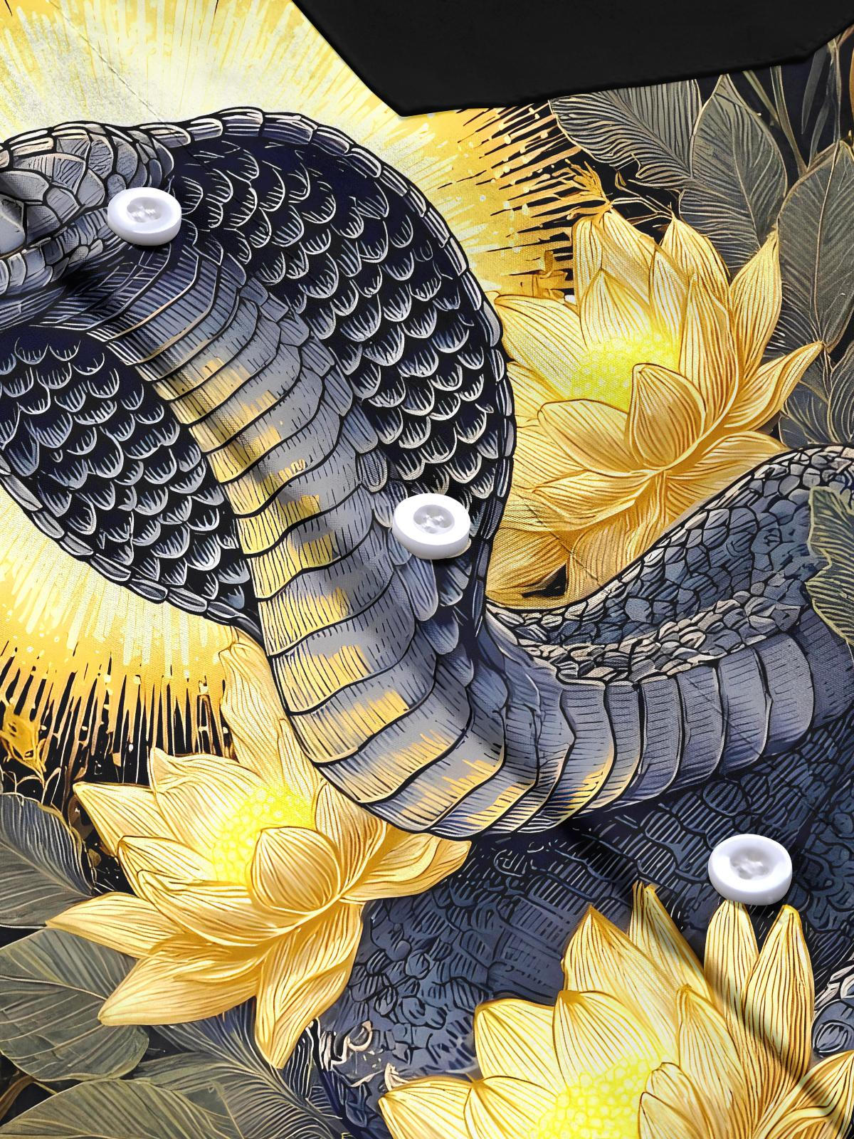 Snake Lotus Men's Pocket Long Sleeve Shirts