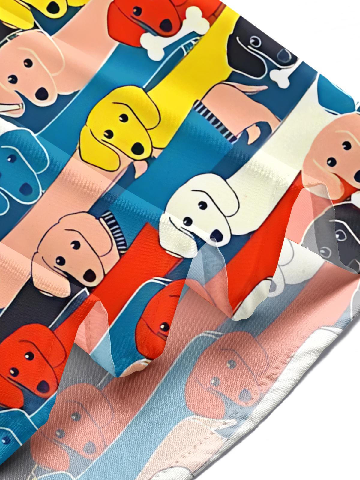 Dachshund Print Men's Pocket Short Sleeve Shirts