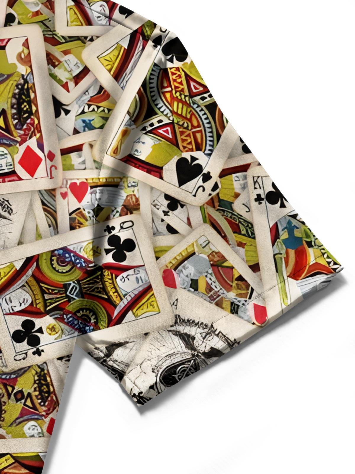 Poker Print Men's Pocket Short Sleeve Shirts