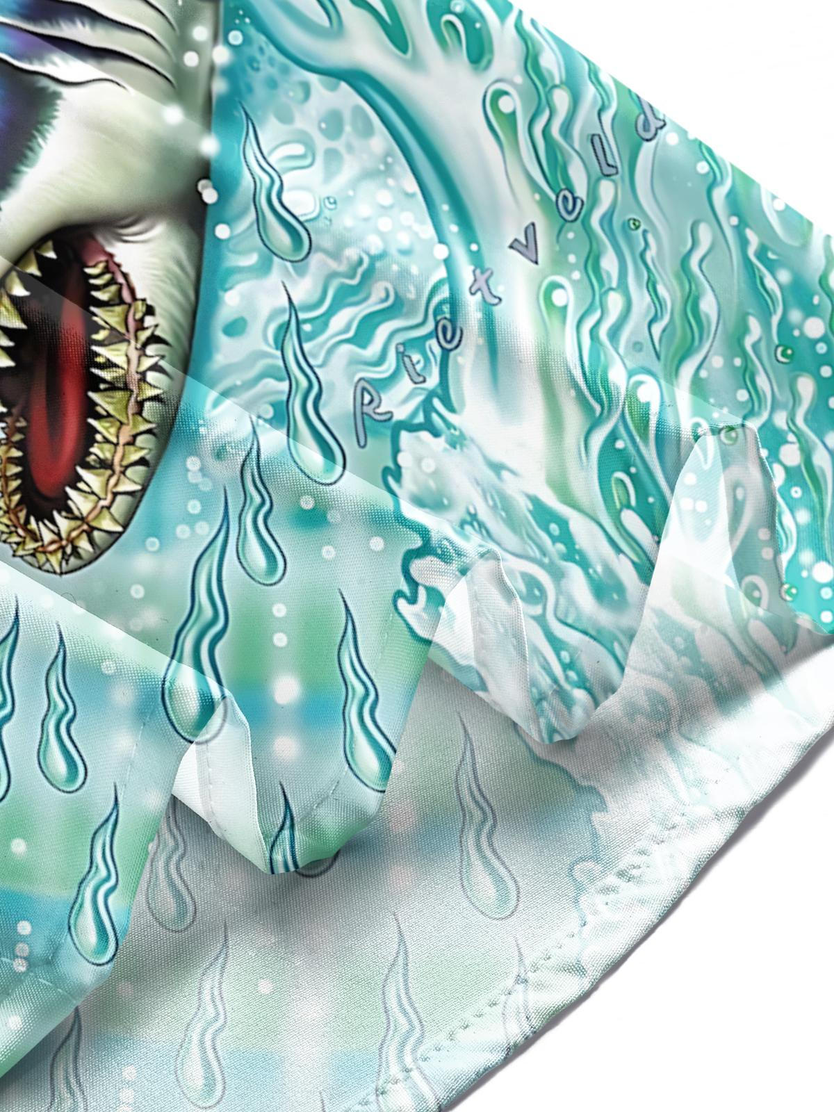 Shark Print Men's Pocket Short Sleeve Shirts