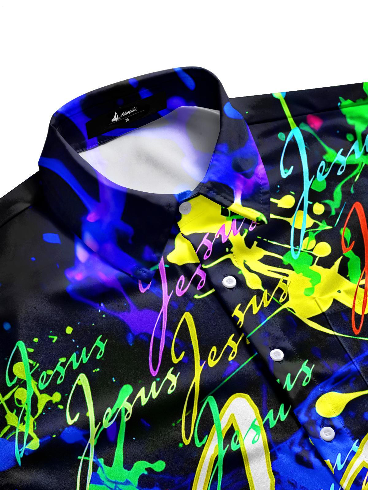 Jesus Tie Dye Men's Pocket Short Sleeve Shirts