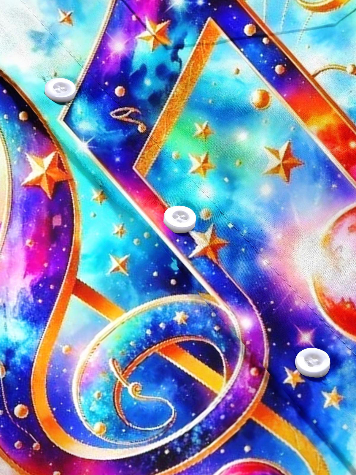 Musical Note Print Men's Pocket Short Sleeve Shirts