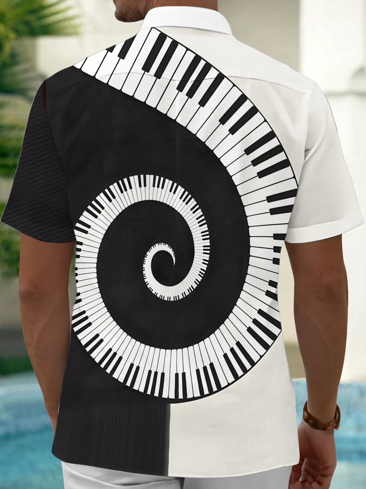 Piano Keys Men's Pocket Short Sleeve Shirts