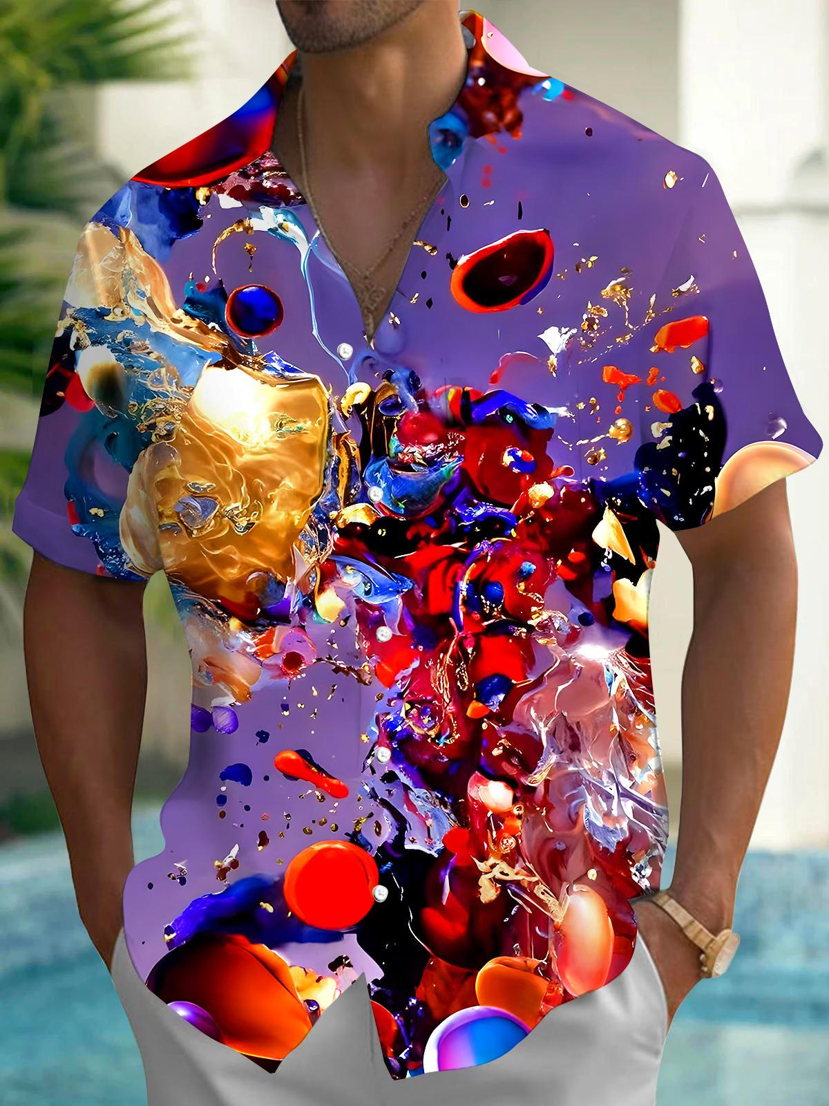 Abstract Men's Pocket Short Sleeve Shirts