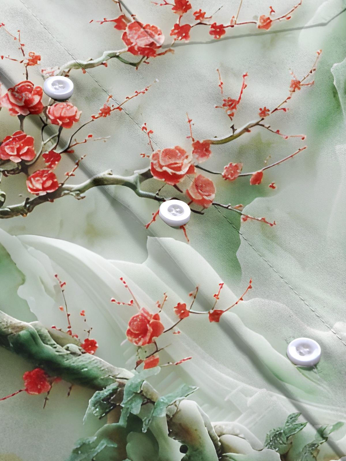 Floral Print Men's Pocket Short Sleeve Shirts