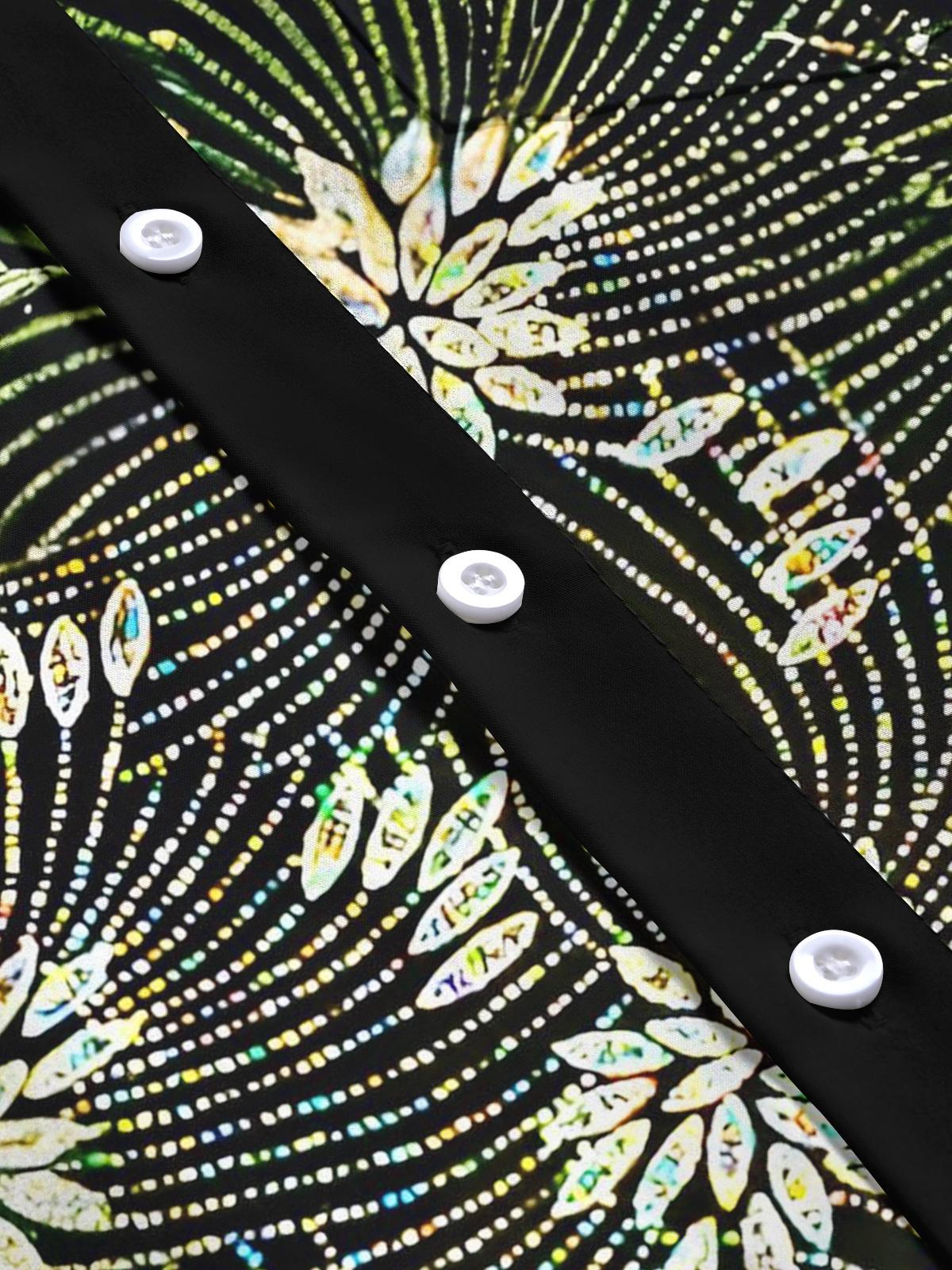 Sparkling Line Floral Men's Pocket Short Sleeve Shirts