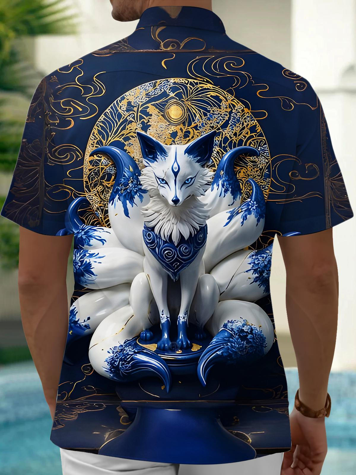 Nine-tailed Fox Men's Pocket Short Sleeve Shirts