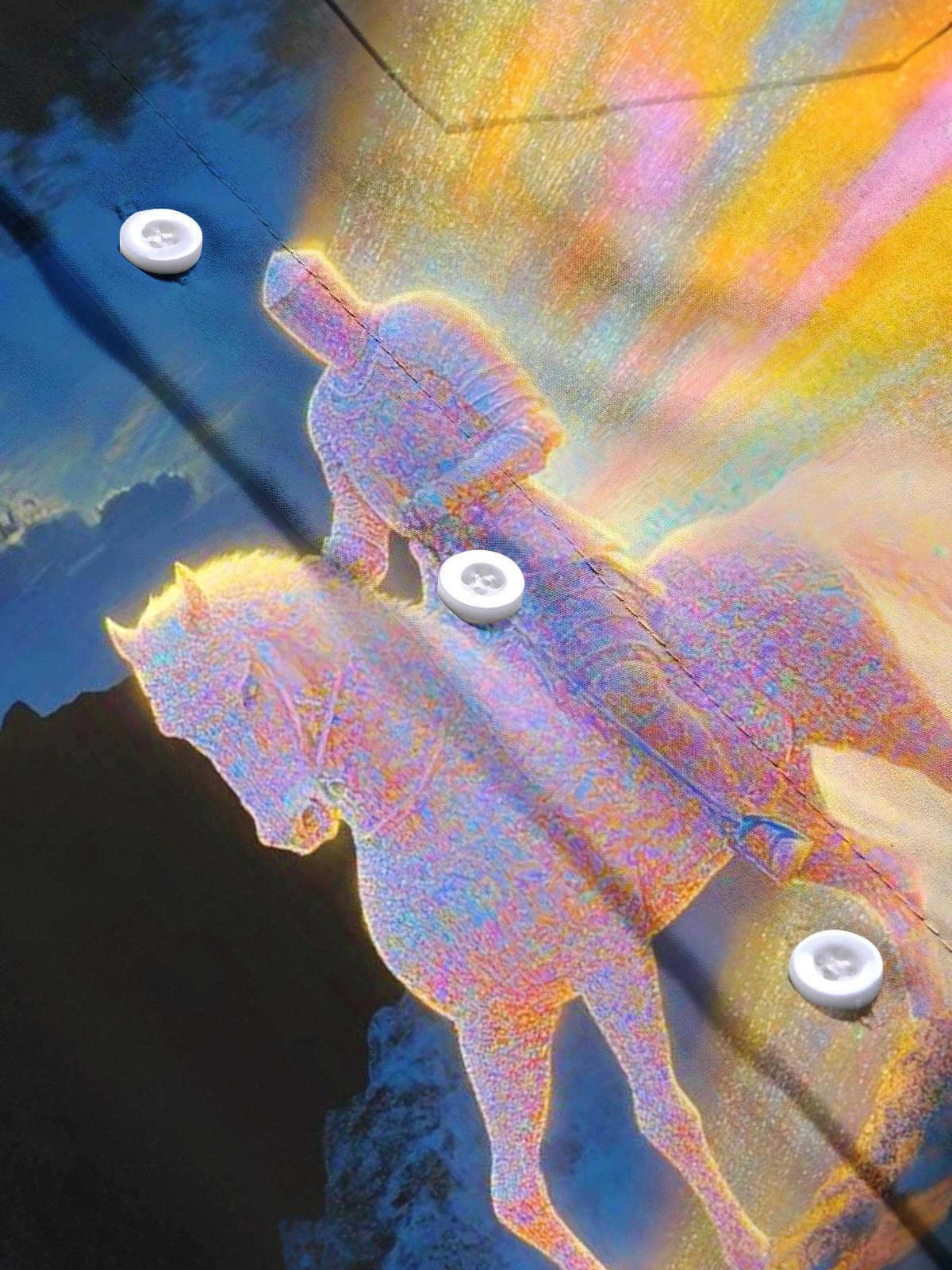 Knight Art Print Men's Pocket Long Sleeve Shirts