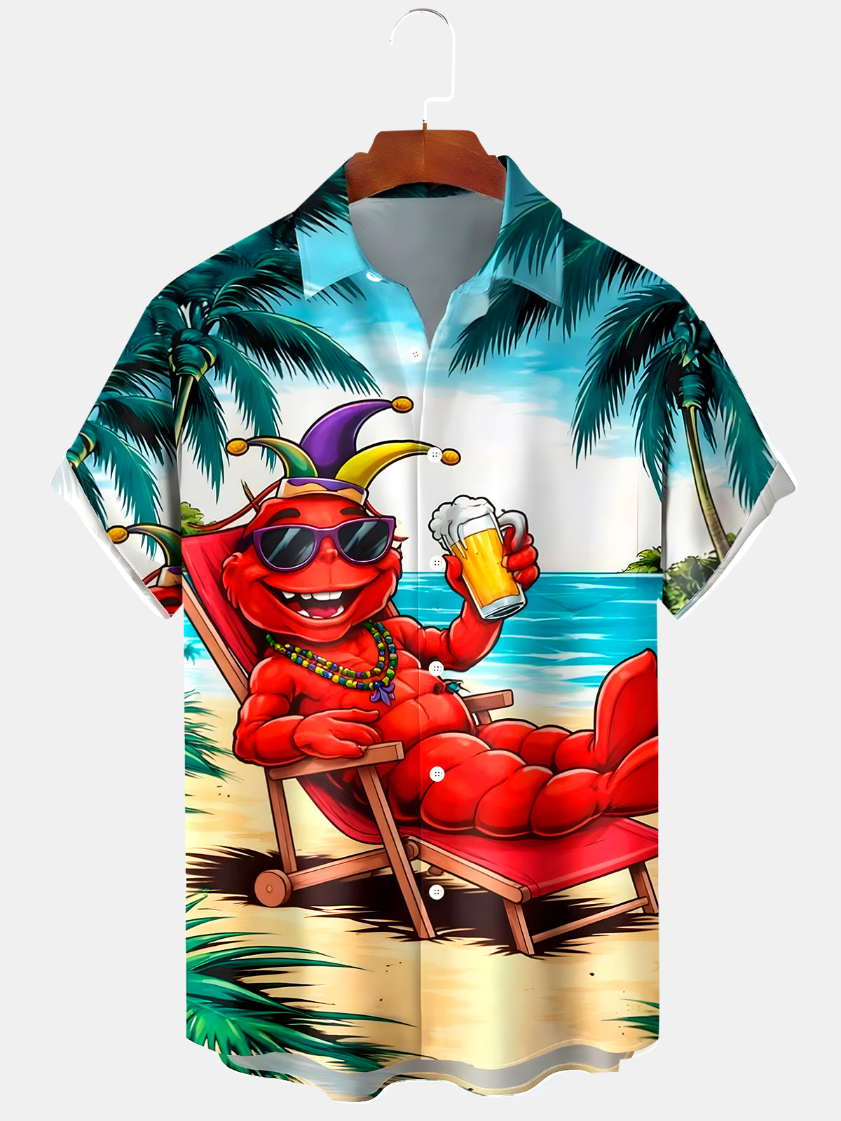 Hawaiian Crayfish Men's Pocket Short Sleeve Shirts