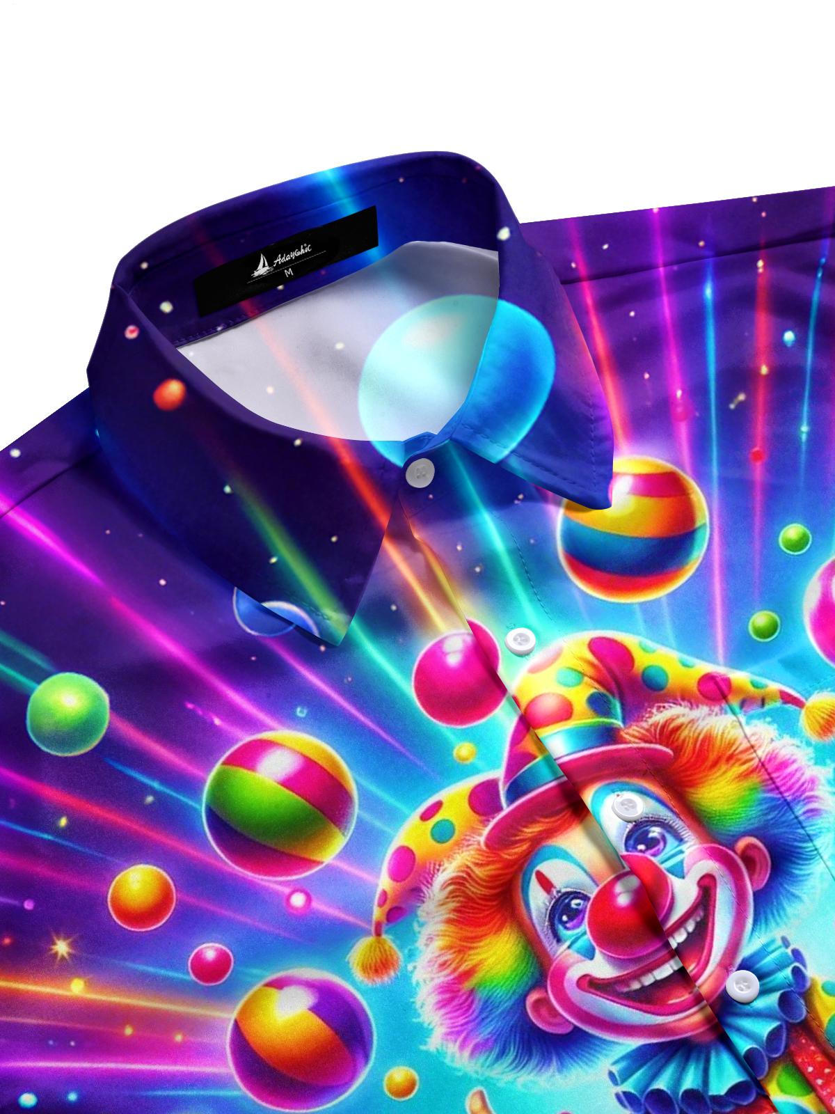 Clown Print Men's Pocket Short Sleeve Shirts