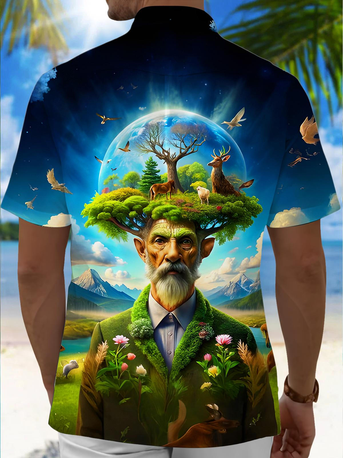 Mysteries Of Dadaism Natural Ecological Elderly Men's Pocket Short Sleeve Shirts