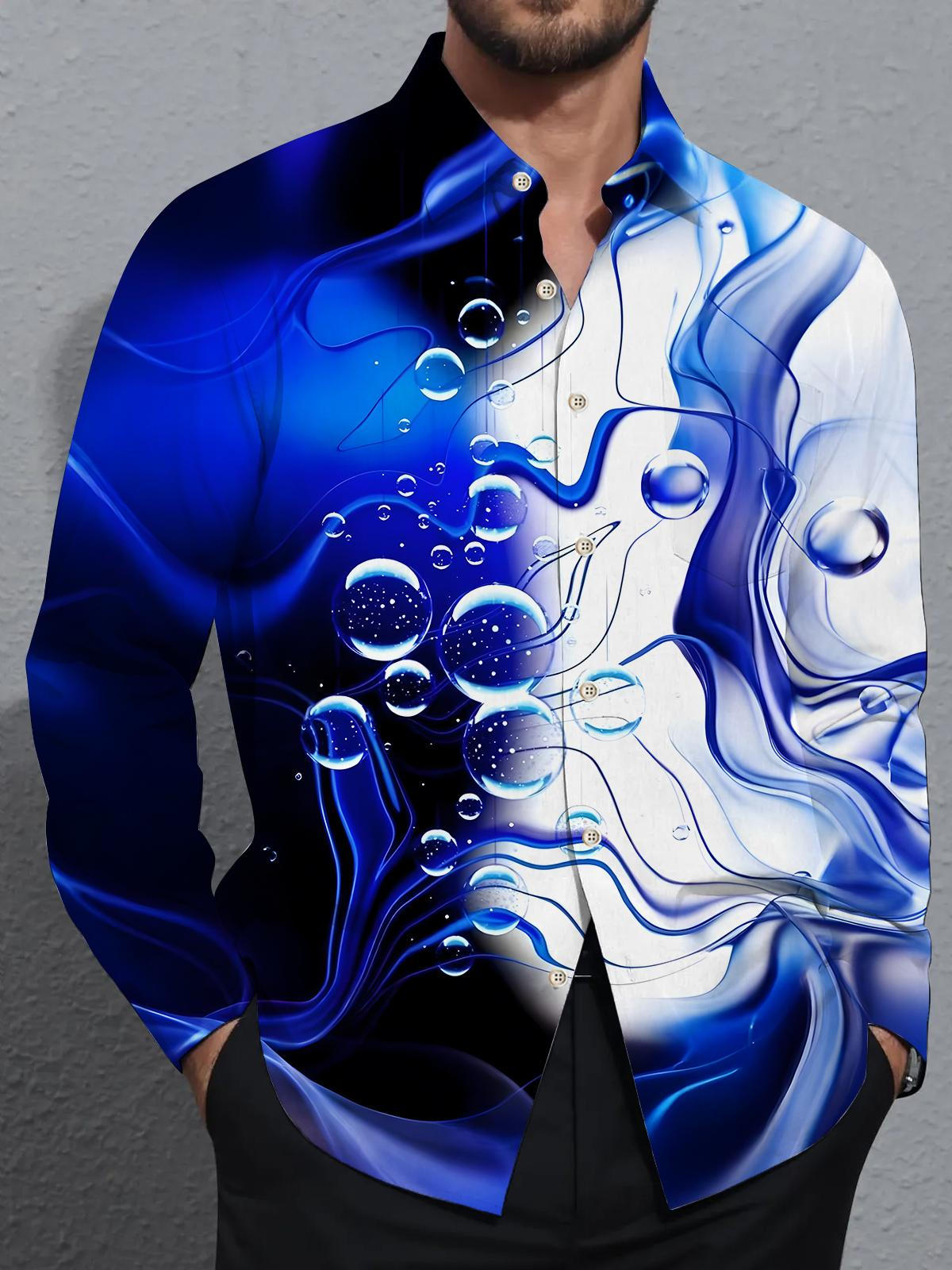 Abstract Bubble Men's Pocket Long Sleeve Shirts