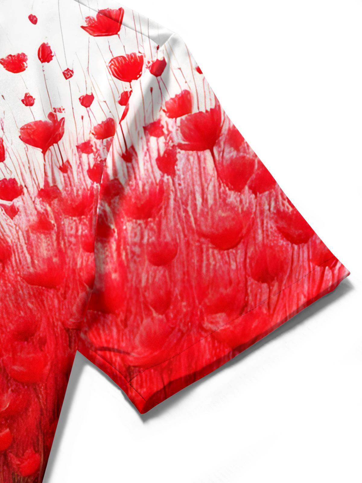 Floral Print Men's Pocket Short Sleeve Shirts