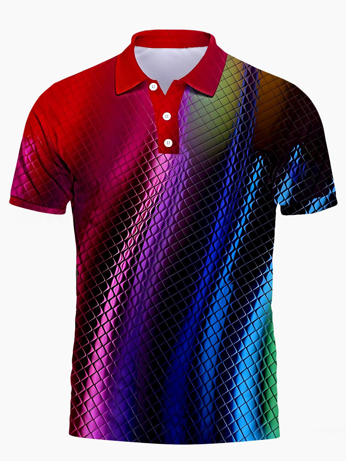 Abstract Men's Short Sleeve Button Polo Shirt