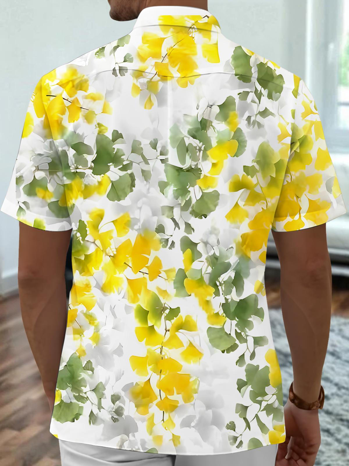 Hawaiian Leaf Men's Pocket Short Sleeve Shirts