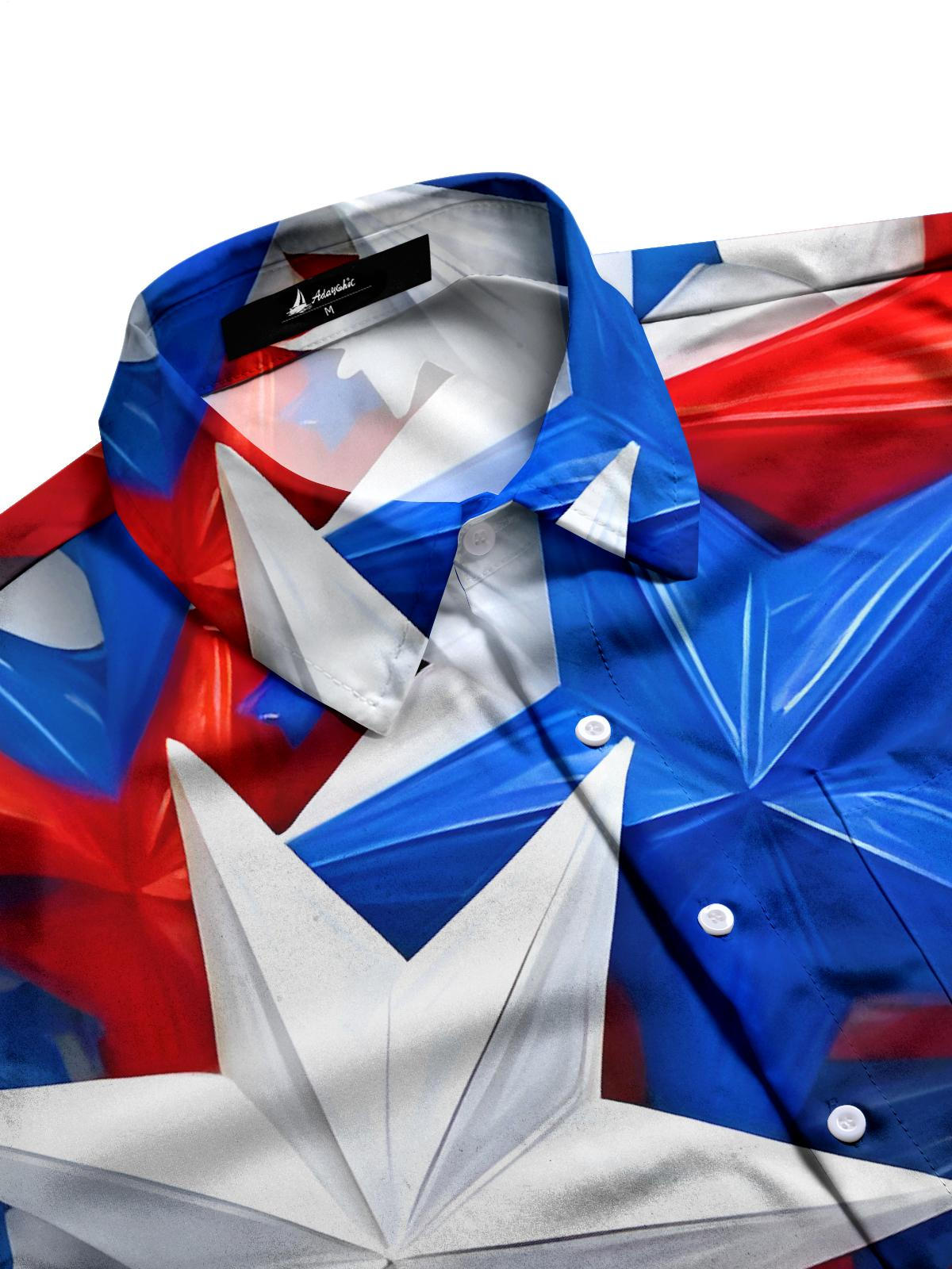 Independence Day Star Men's Pocket Short Sleeve Shirts