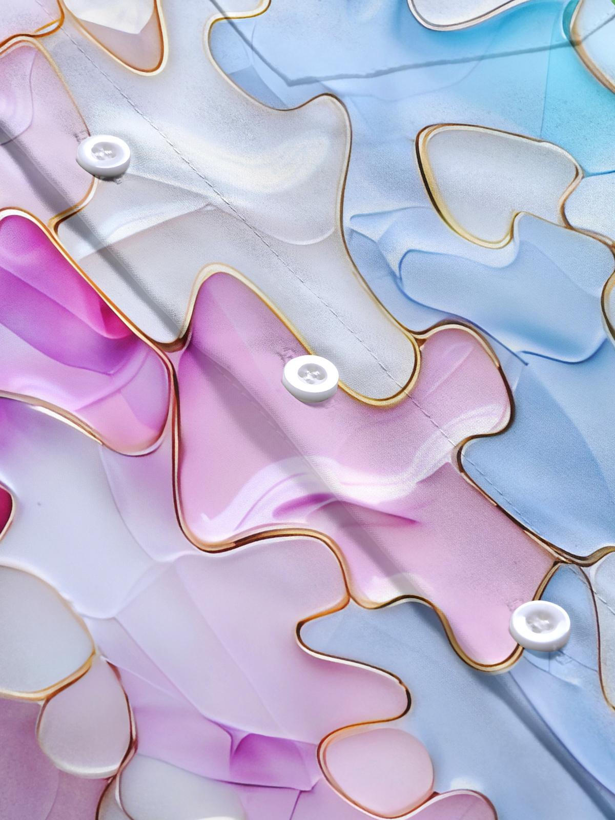 Gradient Abstract Geometry Men's Pocket Short Sleeve Shirts