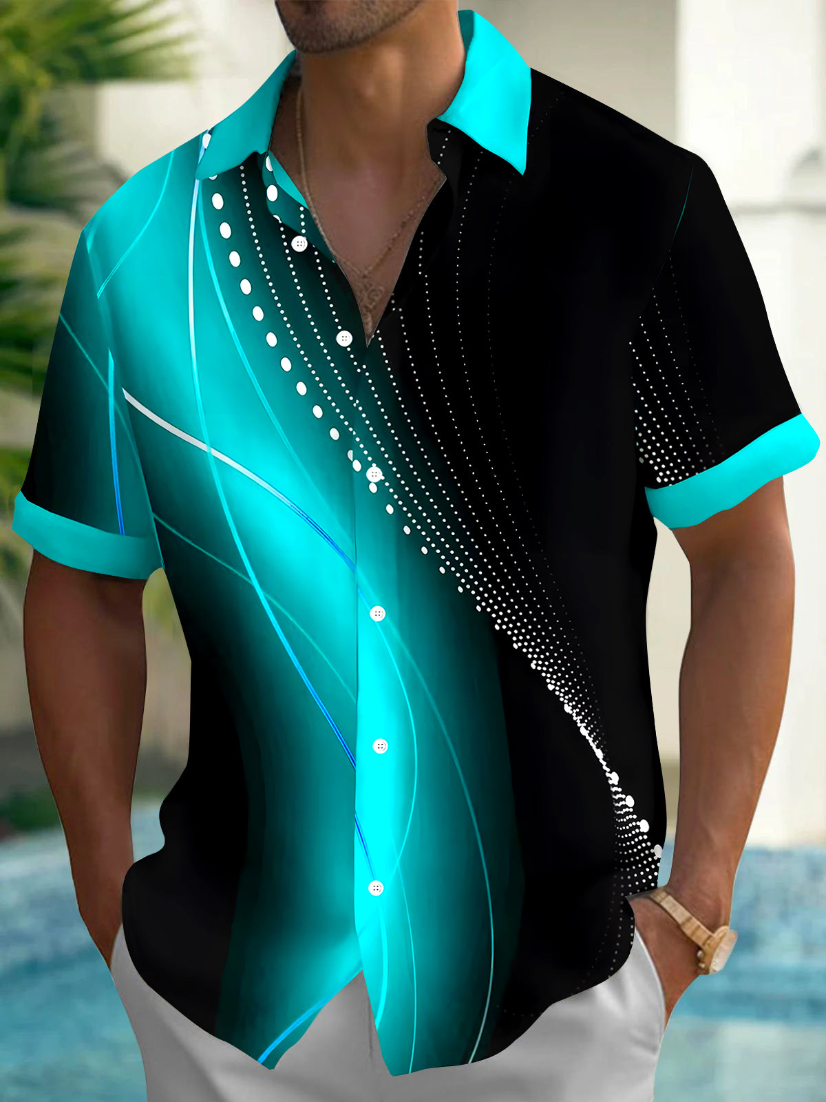 Abstract Men's Pocket Short Sleeve Shirts