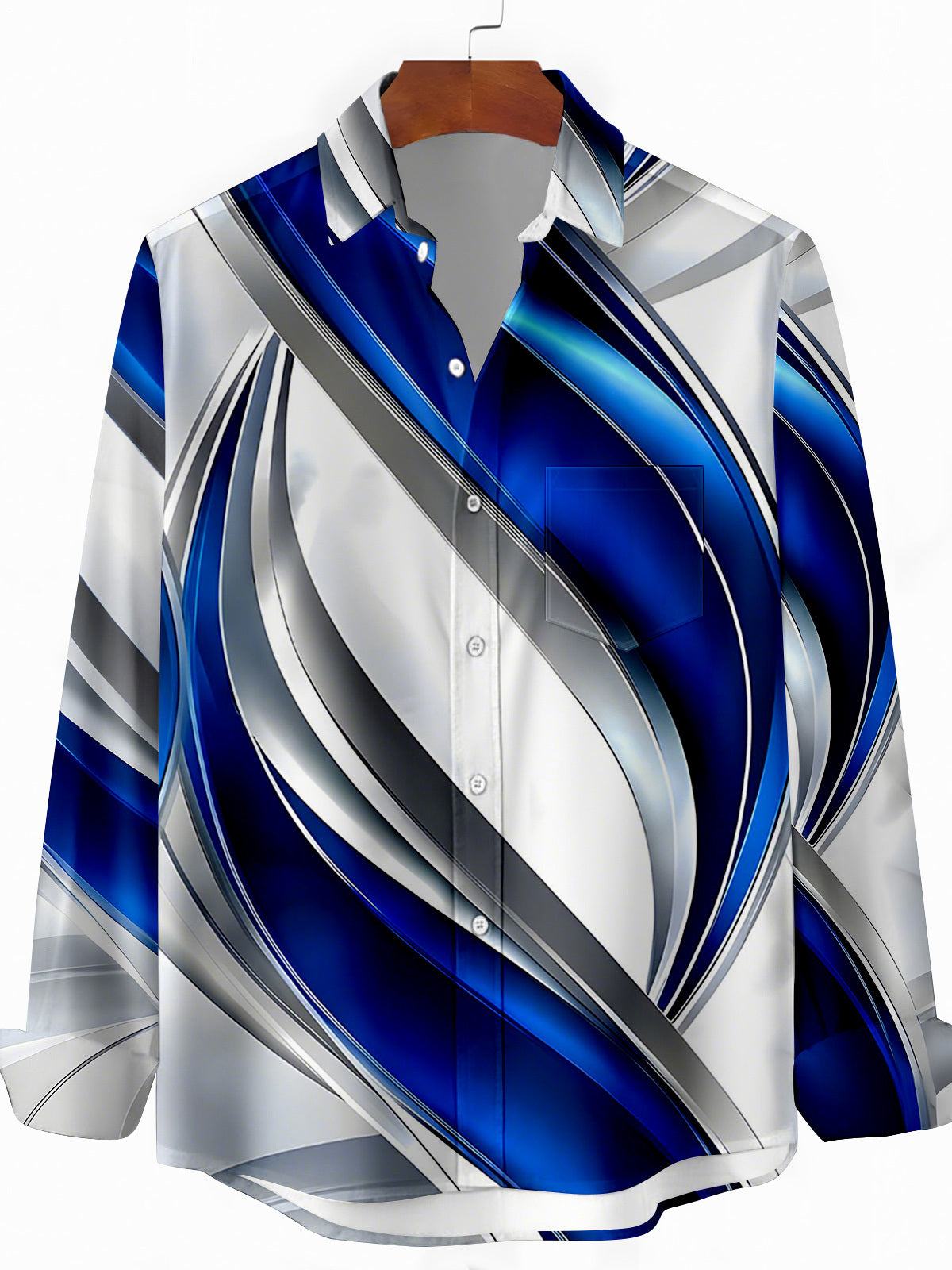 Abstract Men's Pocket Long Sleeve Shirts