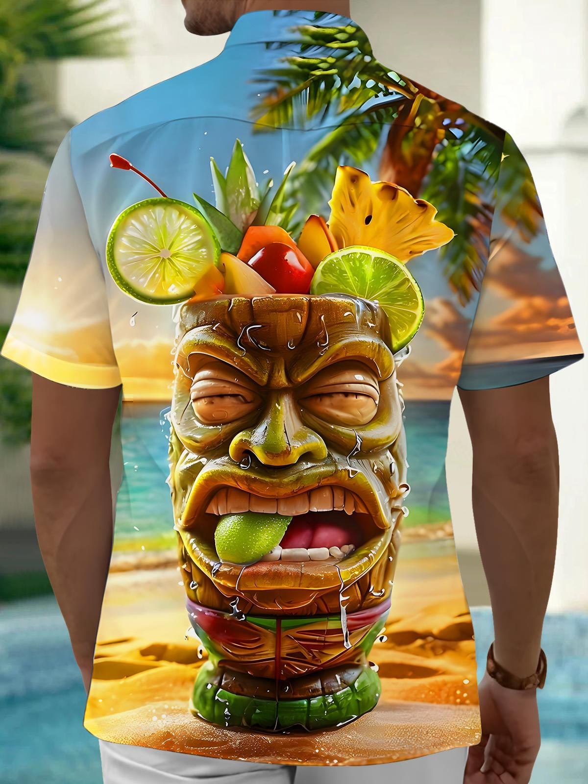 Hawaiian Fruit Men's Pocket Short Sleeve Shirts