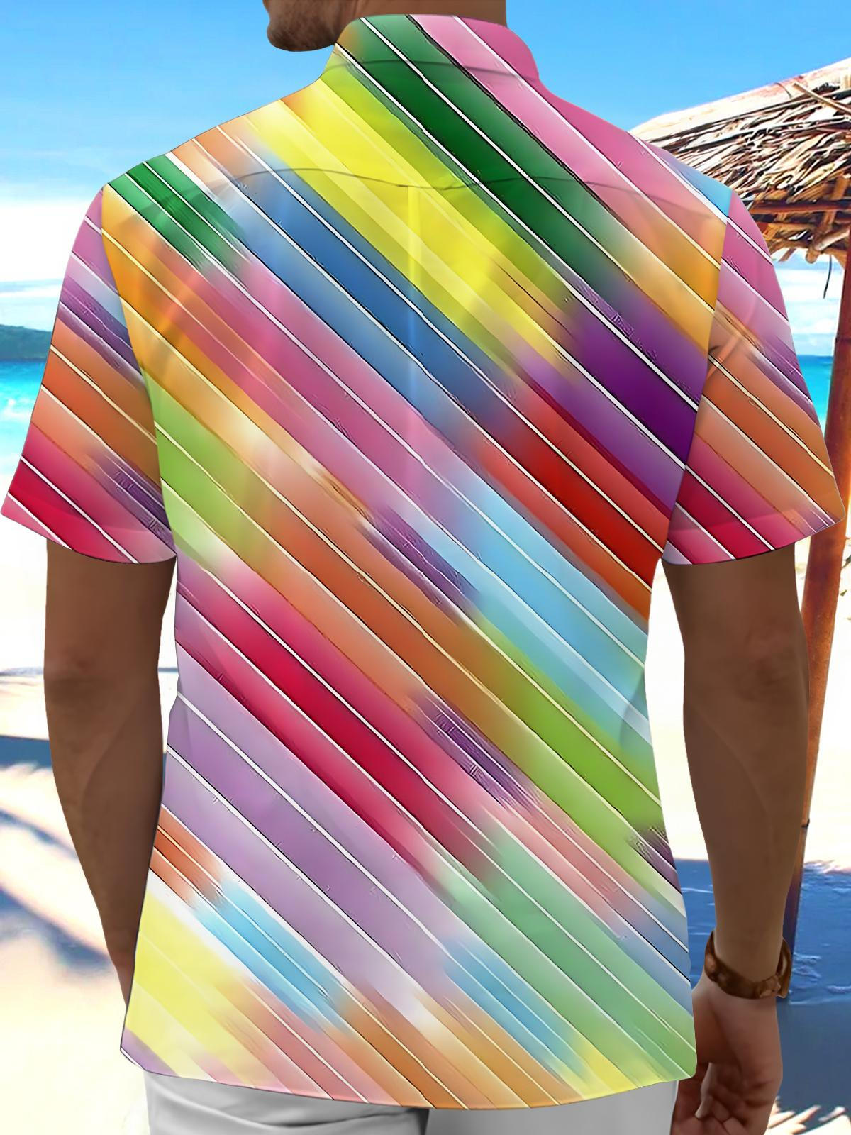 Gradient Print Men's Pocket Short Sleeve Shirts