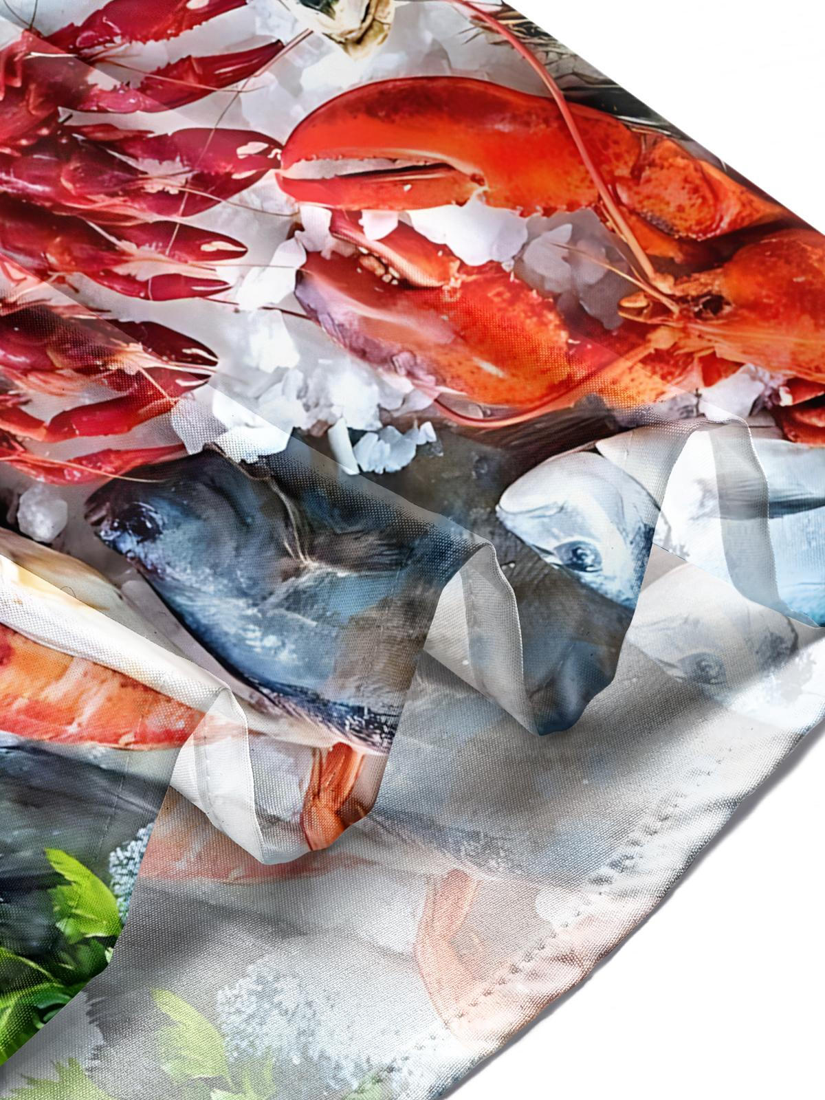 Seafood Print Men's Pocket Short Sleeve Shirts