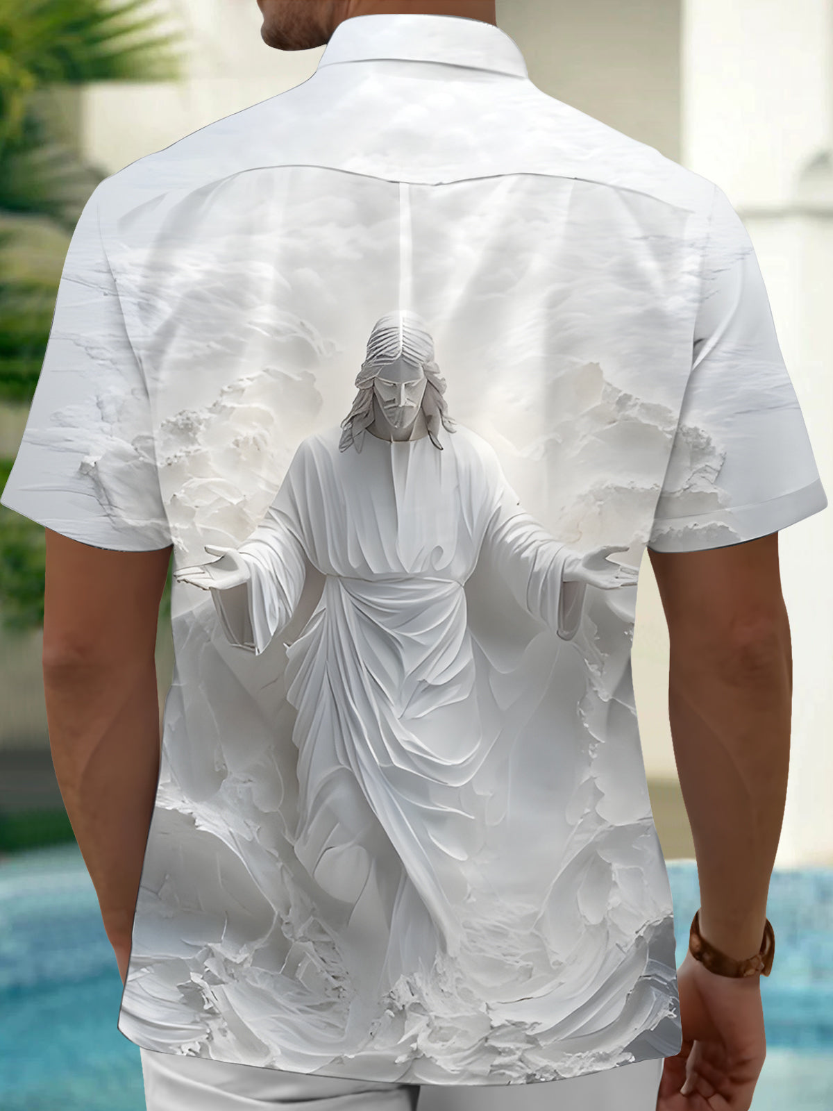 Jesus Walking On Water Art Print Men's Pocket Short Sleeve Shirts