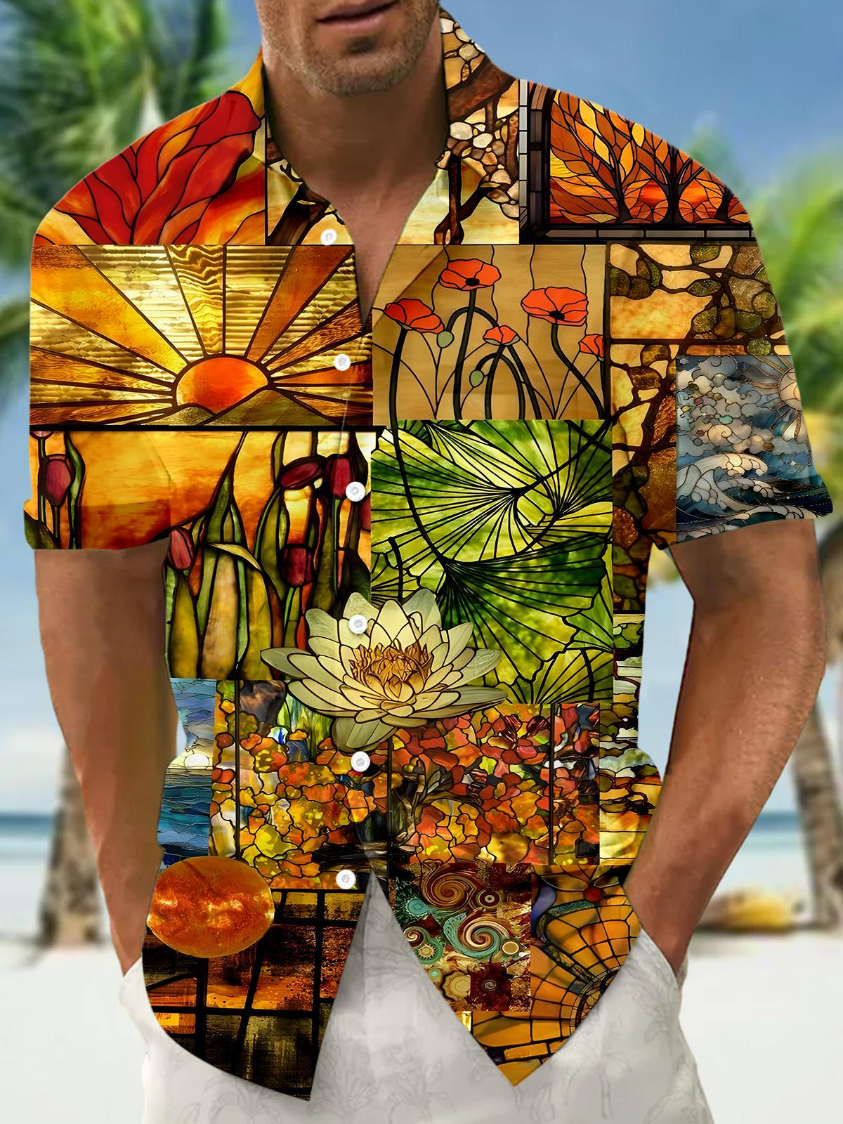Floral Men's Pocket Short Sleeve Shirts