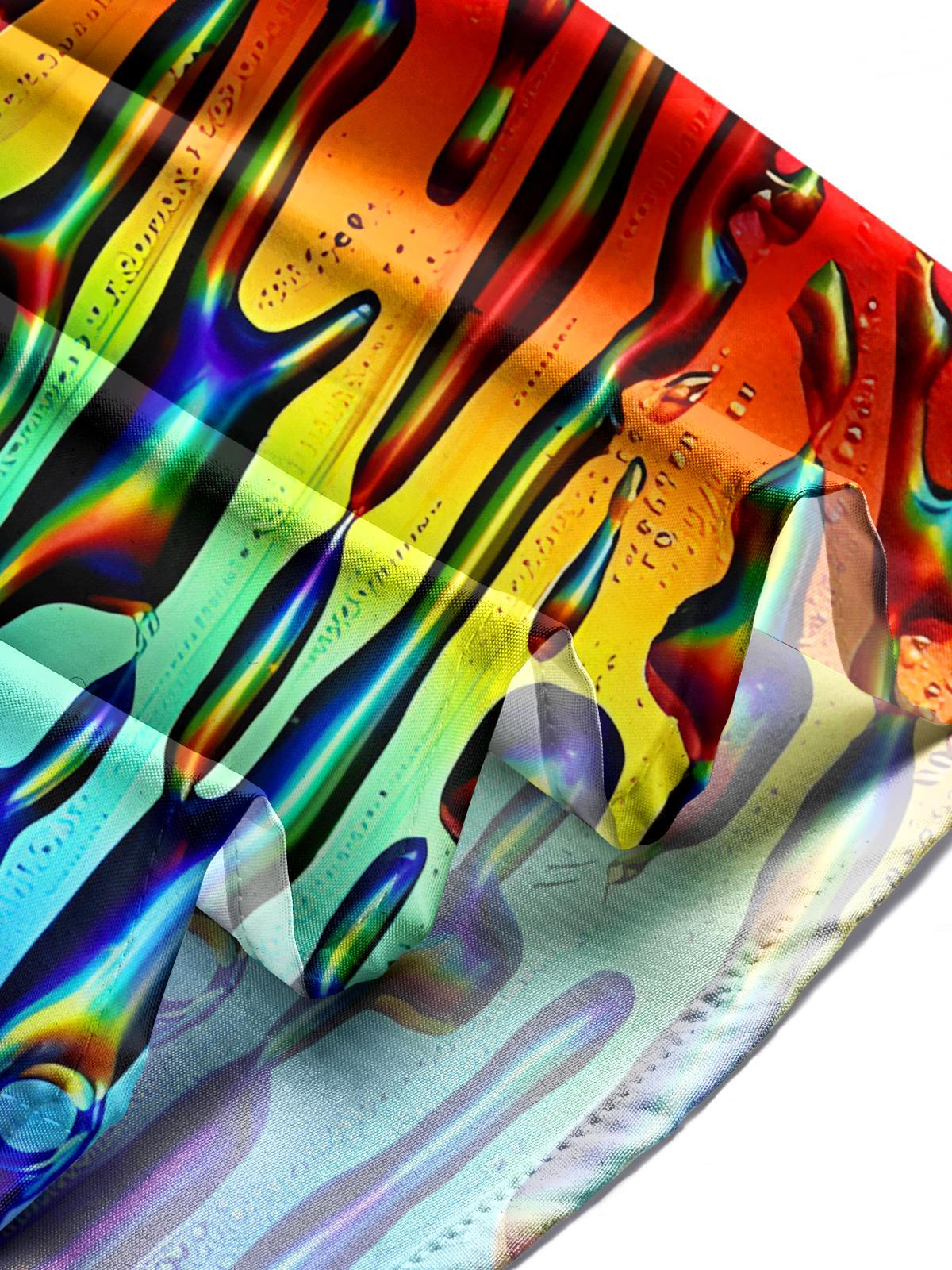 Rainbow Gradient Print Men's Pocket Short Sleeve Shirts