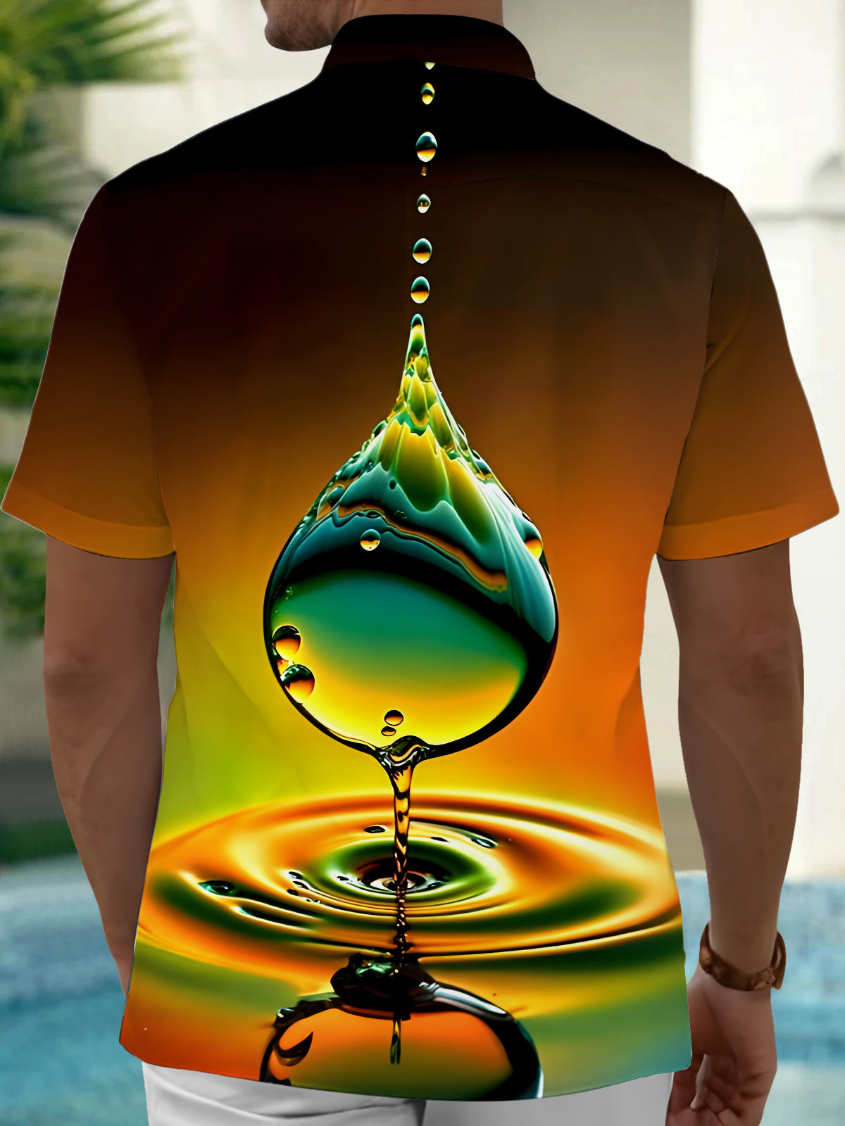 Water Drop Men's Pocket Short Sleeve Shirts