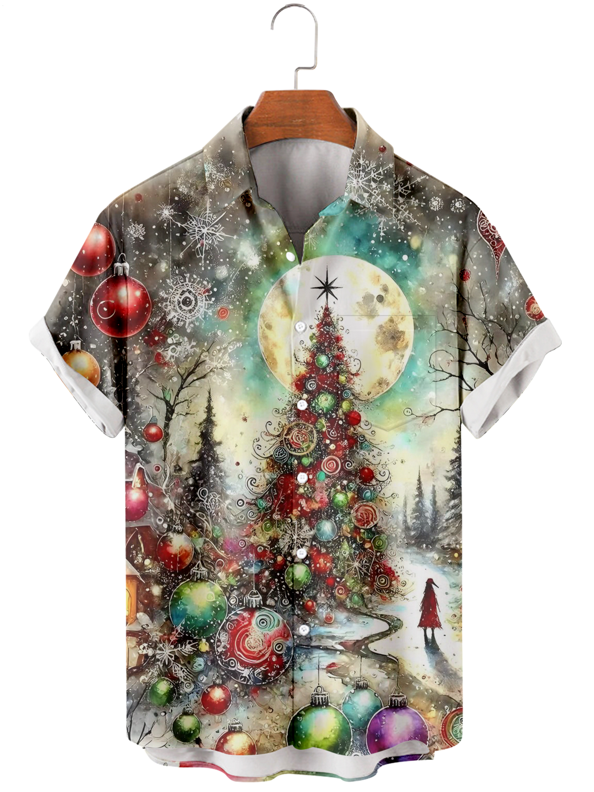 Christmas Tree Men's Pocket Short Sleeve Shirts