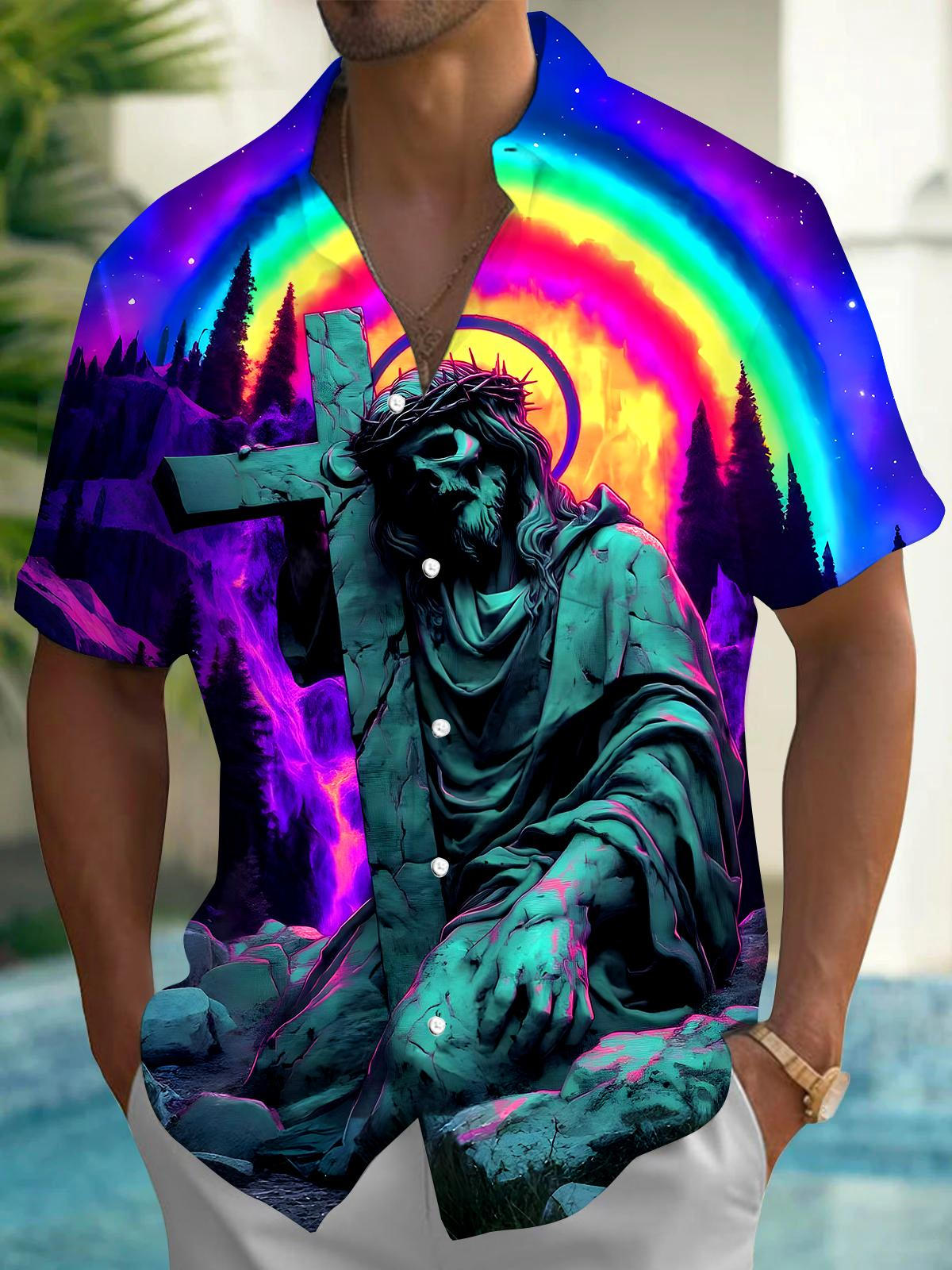 Skull Cross Men's Pocket Short Sleeve Shirts