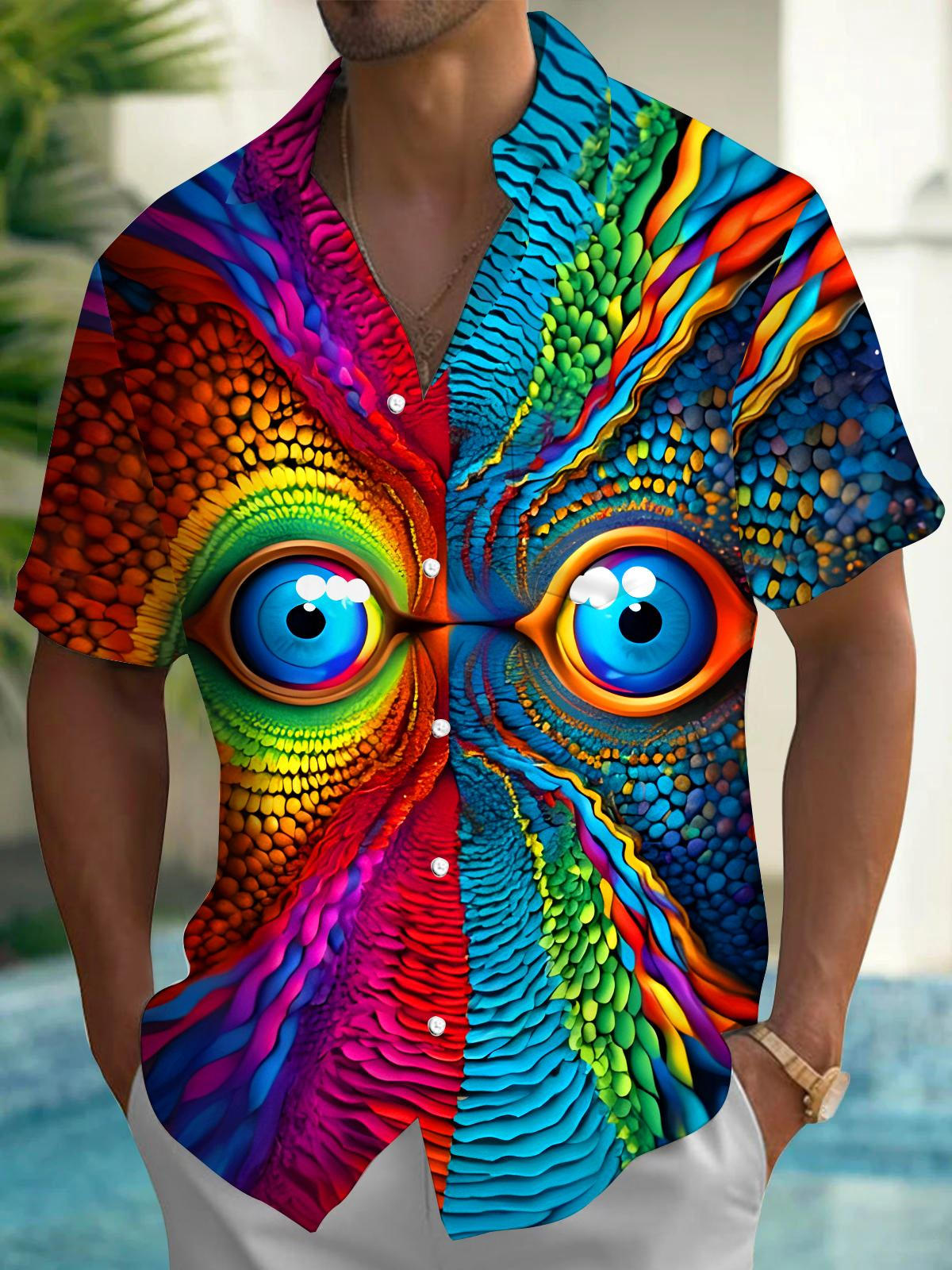 Eyes Men's Pocket Short Sleeve Shirts