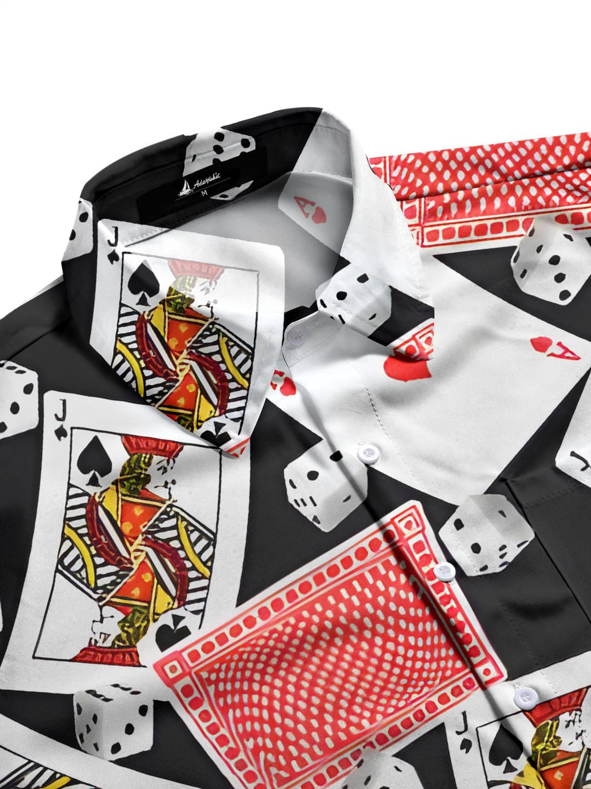 Poker Dice Print Men's Pocket Short Sleeve Shirts