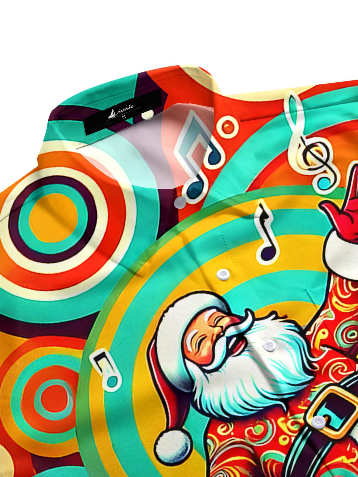 Santa Claus Sing Men's Pocket Short Sleeve Shirts